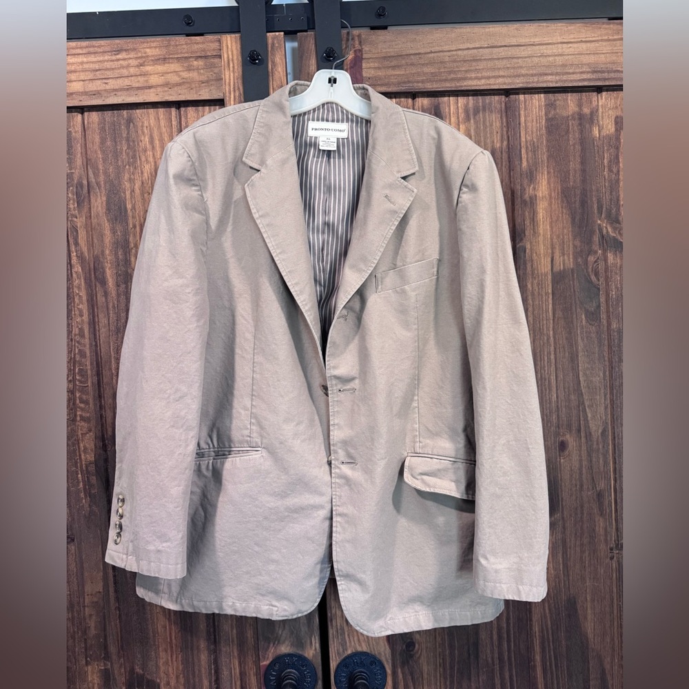 Pronto Uomo Classic Men's Khaki 100% Cotton Sport Coat